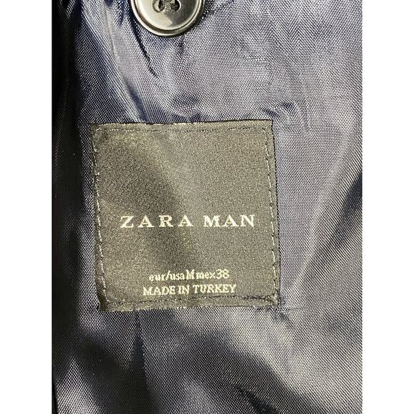 ZARA MAN Men's Green Plaid Two-Button Elbow-Patch Blazer SZ M - Picture 9 of 12